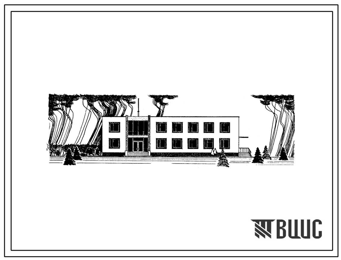 Типовой проект 264-20-22 Административное здание (Тип 2) для центральных поселков хозяйств до 4000 жителей. Для строительства в Белорусской ССР. Для сельского строительства.