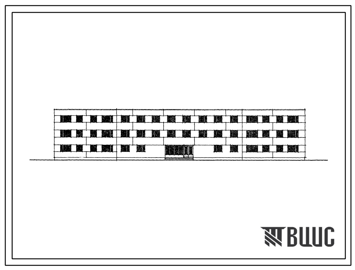 Типовой проект 163-80-64 Трехэтажное общежитие на 117 мест для строительства во 2А и 2Б климатических подрайонах Эстонской ССР