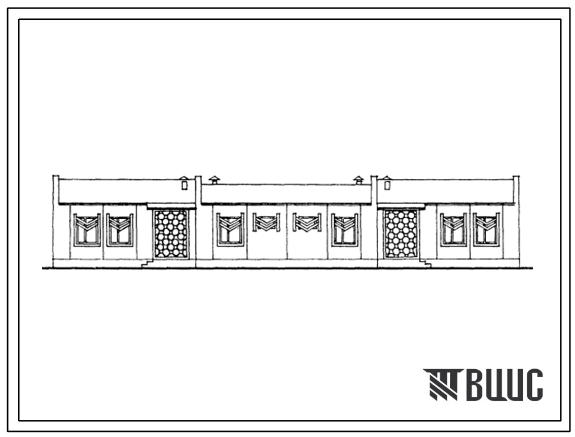 Типовой проект 181-55-25с.13.86 Одноэтажный двухквартирный жилой дом с 3-комнатными квартирами типа Б (для Таджикской ССР)