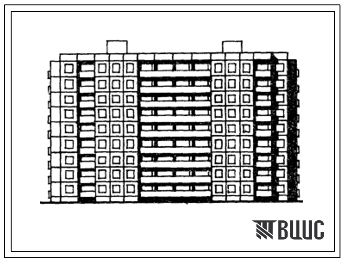 Типовой проект 1-464МСВ-2/1.2 Дом девятиэтажный двухсекционный 72-квартирный крупнопанельный.