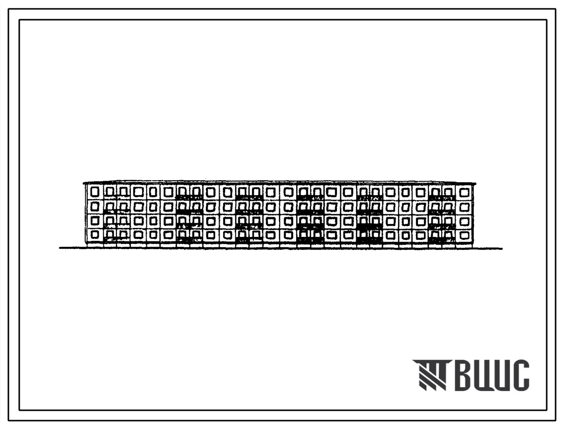 Типовой проект 1-464УСП-3/67 Четырехэтажный шестисекционный крупнопанельный дом на 48 квартир (двухкомнатных-24, трехкомнатных-8, четырехкомнатных-16).