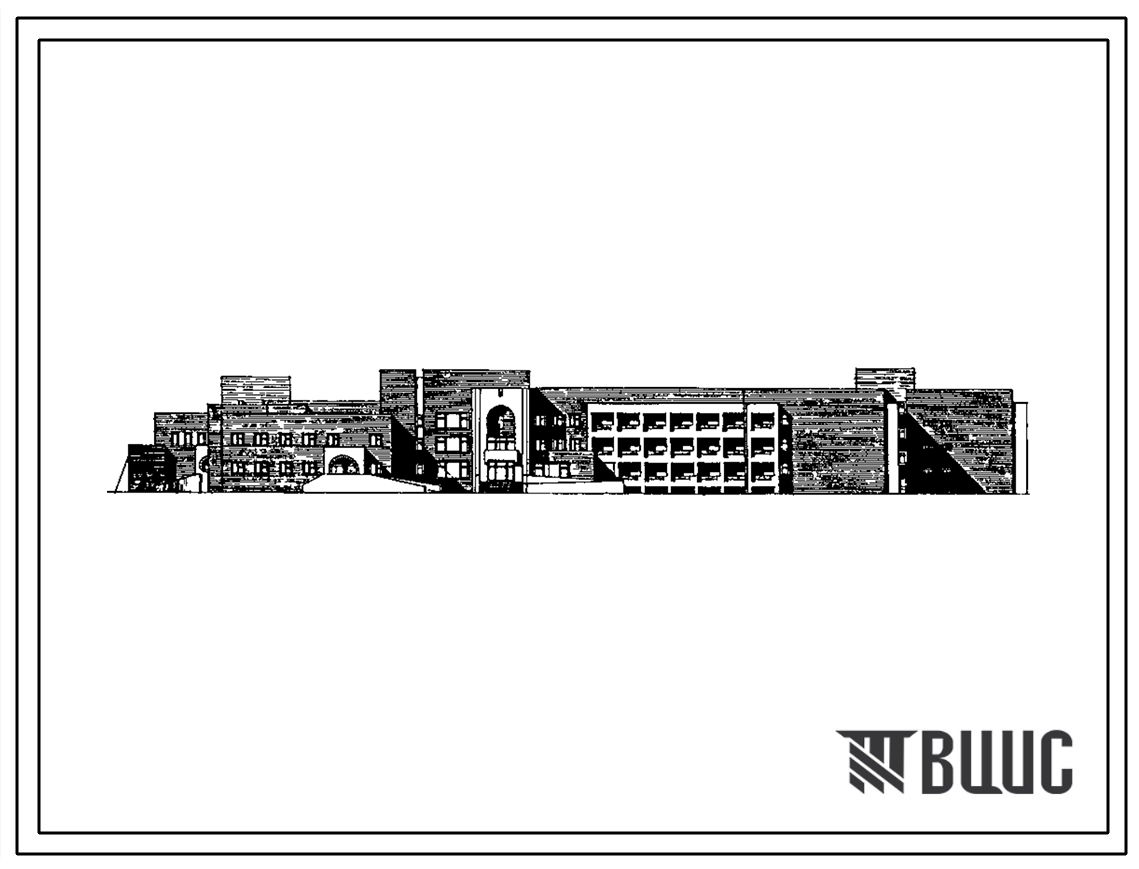 Типовой проект 254-6-7.86 Главный корпус  дома-интерната больничного типа для престарелых и инвалидов на 300 мест. Здание двух-, трехэтажное. Стены из кирпича.