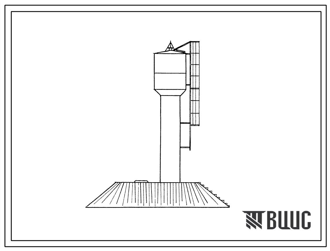 Типовой проект 901-5-27  Водонапорная бесшатровая  стальная башня с баком емкостью 15 м? высотой до дна бака 9 м и 6 м. (Вариант со сборным баком).