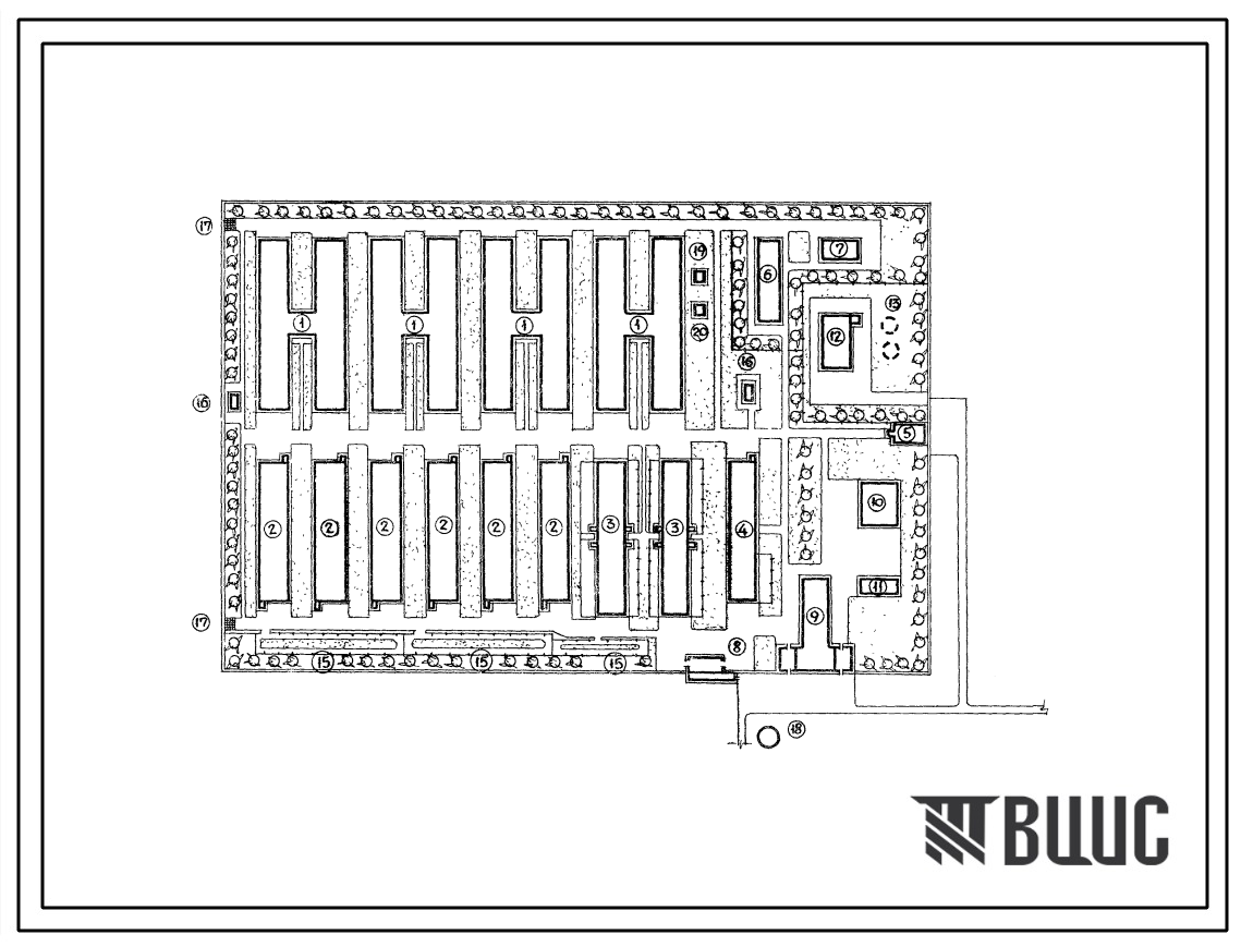 Типовой проект 802-147/72 Комплекс по выращиванию и откорму 24 тыс. свиней в год