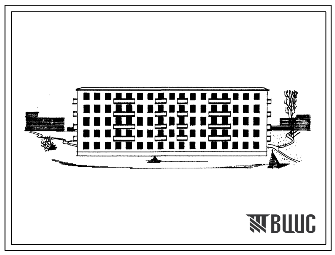 Типовой проект 1М-438АС-1/68 Пятиэтажный трехсекционный жилой дом на 55 квартир со стенами из пильного известняка (однакомнатных-5, двухкомнатных-35, трехкомнатных-15).