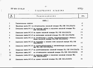 Состав альбома. Типовой проект 820-03-50.85Альбом 7 Сметы Книги 1-4