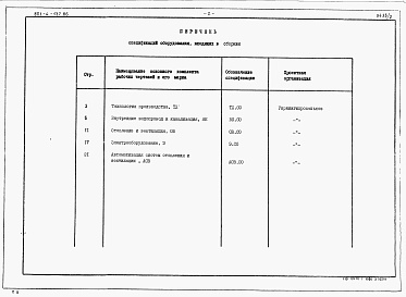 Состав альбома. Типовой проект 801-4-137.86Альбом 2 - Спецификации оборудования.      