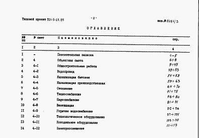 Состав альбома. Типовой проект 801-5-25.85Альбом 3 Сметы