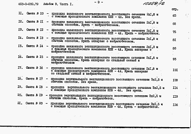 Состав фльбома. Типовой проект 403-3-080.89Альбом 9 Сметы. Часть 1