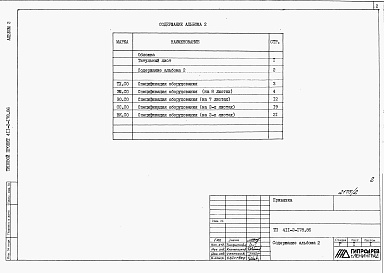 Состав фльбома. Типовой проект 411-2-178.86Альбом 2  Спецификации оборудования.      