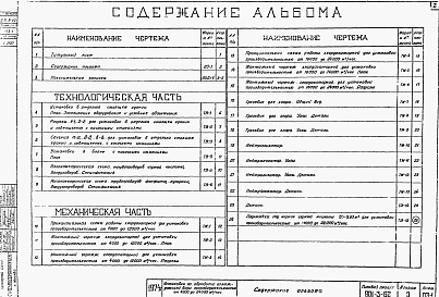 Состав фльбома. Типовой проект 901-3-62Альбом 3 Технологическая и механическая части