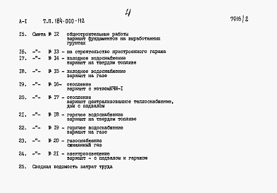 Состав альбома. Типовой проект 184-000-112Альбом 2 Сметы