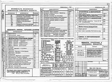 Состав альбома. Типовой проект 184-000-383.86Альбом 1 Архитектурно-строительные решения. Отопление и вентиляция. Внутренние водопровод и канализация. Электротехнические решения. Связь и сигнализация