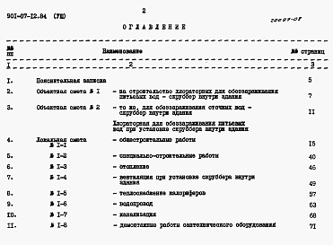 Состав альбома. Типовой проект 901-07-12.84Альбом 8 Сметы 