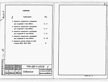 Состав альбома. Типовой проект 820-4-039.90Альбом 4 Ведомости потребности в материалах     