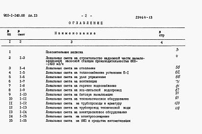 Состав альбома. Типовой проект 902-1-148.88Альбом 13 Сметы. Общая часть.  