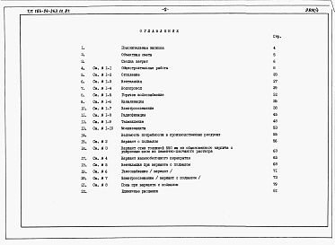 Состав альбома. Типовой проект 184-24-243.13.87Альбом 5 Спецификации оборудования