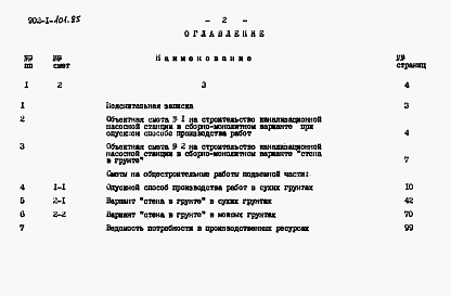 Состав альбома. Типовой проект 902-1-101.85Альбом 11 Сметы. Подземная часть.          