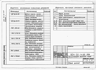 Состав фльбома. Типовой проект 904-02-14.85Альбом 1 Приточная вентиляционная камера прямоточная с одной секцией воздухонагревателя. Регулирование температуры приточного воздуха. Электрическая система регулирования