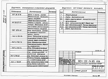 Состав фльбома. Типовой проект 904-02-14.85Альбом 4 Приточная вентиляционная камера прямоточная с одной секцией воздухонагревателя и секцией орошения. Регулирование температуры приточного воздуха. Электрическая система регулирования