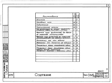 Состав фльбома. Типовой проект 94-068/1.2Альбом 3 Часть 01 Архитектурно-строительные чертежи ниже отм.0.000  Раздел 01-1 Здание с подпольем для обычных условий строительства