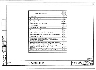 Состав фльбома. Типовой проект 94-068/1.2Альбом 6 Часть 01 Архитектурно-строительные чертежи ниже отм.0.000 Раздел 01-4 Здание с подпольем. Вариант безростверковых свайных фундаментов