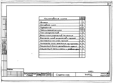 Состав альбома. Типовой проект 94-090/1.2Альбом 3 Часть 01 Архитектурно-строительные чертежи ниже отм.0.000  Раздел 01-1 Здание с подпольем