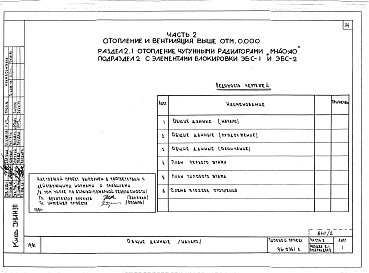 Состав альбома. Типовой проект 96-036.2Альбом 3 Часть 1 Архитектурно-строительные чертежи выше отм.0.000. Часть 2 Отопление и вентиляция выше отм.0.00- Раздел 2-1 Отопление чугунными радиаторами М-140-АО Раздел 2-3 Отопление конвекторами &quot;Комфорт-20&quot;. Часть 3 Водоснабжение и канализа