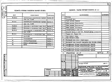 Состав альбома. Типовой проект 96-075.85Альбом 1 Архитектурно-строительные, сантехнические и электротехнические чертежи выше отметки 0.000