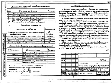 Состав альбома. Типовой проект 96-075.85Альбом 1 Архитектурно-строительные, сантехнические и электротехнические чертежи выше отметки 0.000