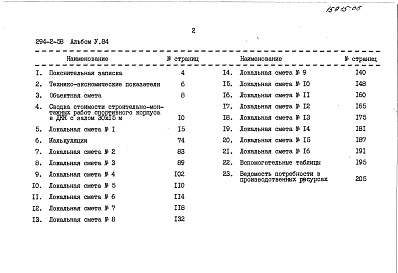 Состав альбома. Типовой проект 294-2-58Альбом 5 Сметы