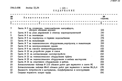 Состав альбома. Типовой проект 294-2-69мАльбом 9.84 Сметы Часть 1, 2    