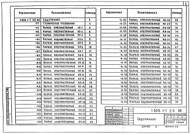 Состав альбома. Серия 1.020.1-7 КонструкцииВыпуск 2-2 Колонны для зданий с высотой этажей 3,3; 3,6 и 4,2 м. Пространственные каркасы. Рабочие чертежи