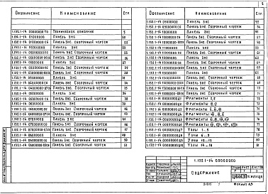 Состав альбома. Серия 1.132.1-14 ПанелиВыпуск 1 Рабочие чертежи