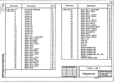 Состав альбома. Серия 1.420.1-25 КонструкцииВыпуск 1 Железобетонные колонны. Рабочие чертежи 