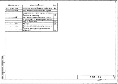 Состав альбома. Серия 3.016.1-9 ЖелезобетонныеВыпуск 3 Электротехническая часть. Рабочие чертежи 