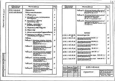 Состав альбома. Серия 3.407.1-164 УнифицированныеВыпуск 1 Промежуточные, угловые, концевые и промежуточно-угловые опоры. Рабочие чертежи 