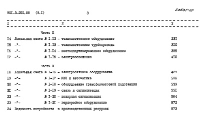 Состав альбома. Типовой проект 901-3-250.88Альбом 9 Сметы. Часть 1, часть 2, часть 3 	          