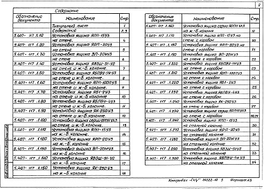 Состав альбома. Серия 5.407-117 УстановкаВыпуск 1 Узлы и изделия. Рабочие чертежи