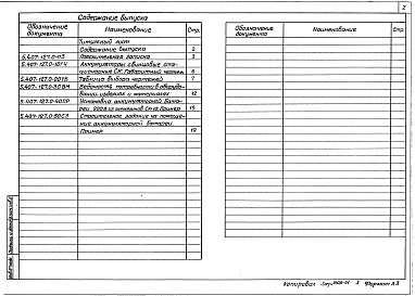 Состав альбома. Серия 5.407-127 УстановкаВыпуск 0 Материалы для проектирования