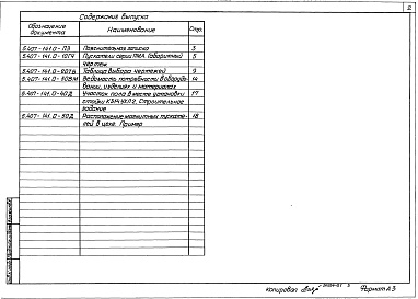 Состав альбома. Серия 5.407-141 УстановкаВыпуск 0 Материалы для проектирования 