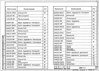 Состав альбома. Серия 5.900-7 ОпорныеВыпуск 1 Опорные конструкции и средства крепления неизолированных трубопроводов к железобетонным колоннам. Рабочие чертежи