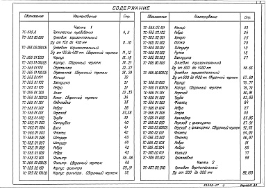 Состав альбома. Серия 5.903-13 ИзделияВыпуск 5 Грязевики. Рабочие чертежи Части 1, 2