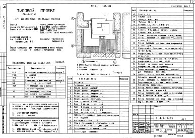 Состав альбома. Типовой проект 284-4-107.85Альбом 1 Архитектурно-строительные решения. Технология. Витражи     