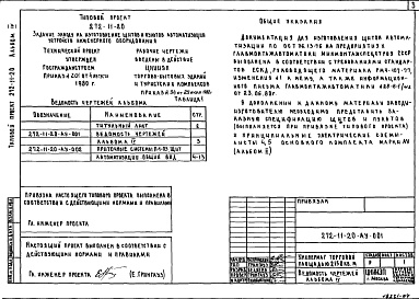 Состав альбома. Типовой проект 272-11-20Альбом 4 Задание заводу на изготовление щитов автоматизации устройства инженерного оборудования     