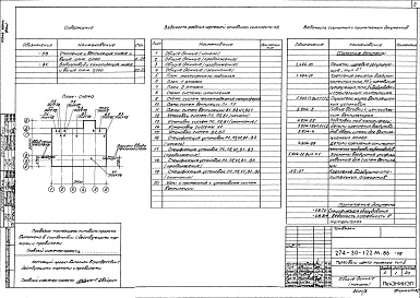 Состав альбома. Типовой проект 274-30-122м.86Альбом 2 Отопление и вентиляция ниже и выше отм.0.000. Водопровод и канализация ниже и выше отм.0.000     