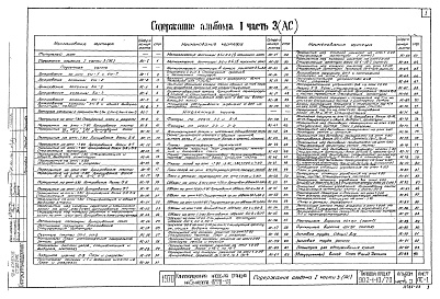 Состав фльбома. Типовой проект 902-1-10/70Альбом 1 Часть 3 Архитектурно-строительный. Конструктивные элементы подземной и надземной частей для всех глубин подводящего коллектора в сухих и мокрых грунтах  