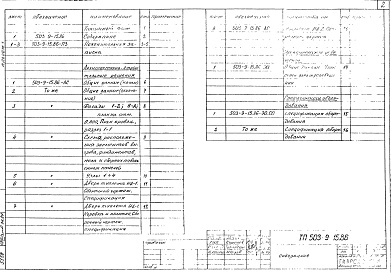 Состав альбома. Типовой проект 503-9-15.86Альбом 1 Пояснительная записка. Архитектурно-строительные решения. Электрическое освещение