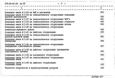 Состав фльбома. Типовой проект 272-33-16.85Альбом 6 Сметы. Часть 1