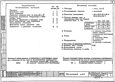 Состав фльбома. Типовой проект 81-04/1.2Альбом 3 Архитектурно-строительные чертежи ниже отм. 0.000. Здание с подпольем Часть 01, раздел 01-1